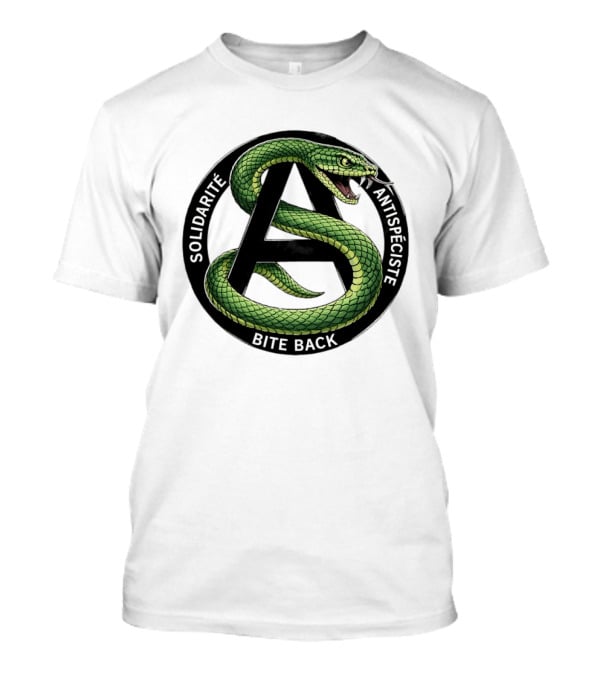 Solidarite Antispeciste Bite Back Anarchist Snake T-Shirt