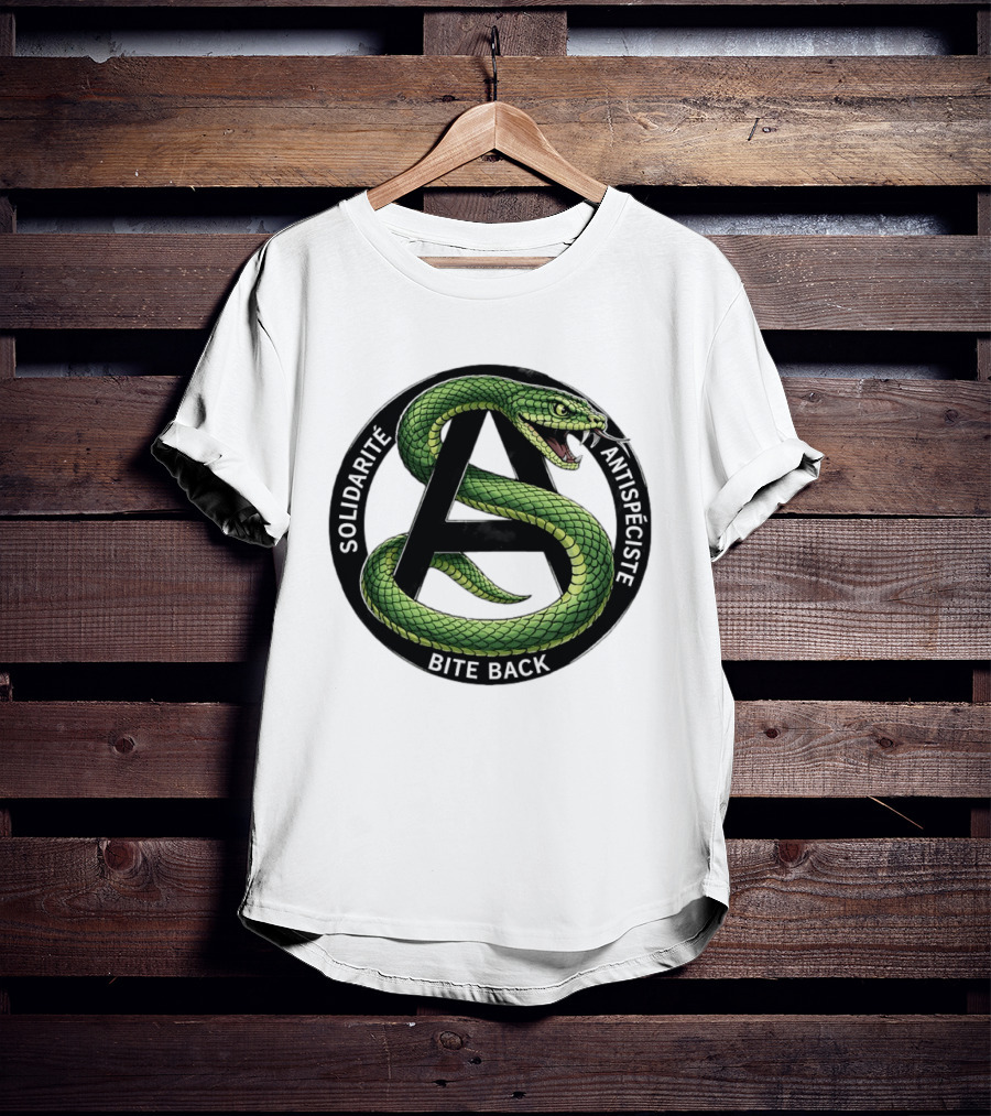 Solidarite Antispeciste Bite Back Anarchist Snake T-Shirt