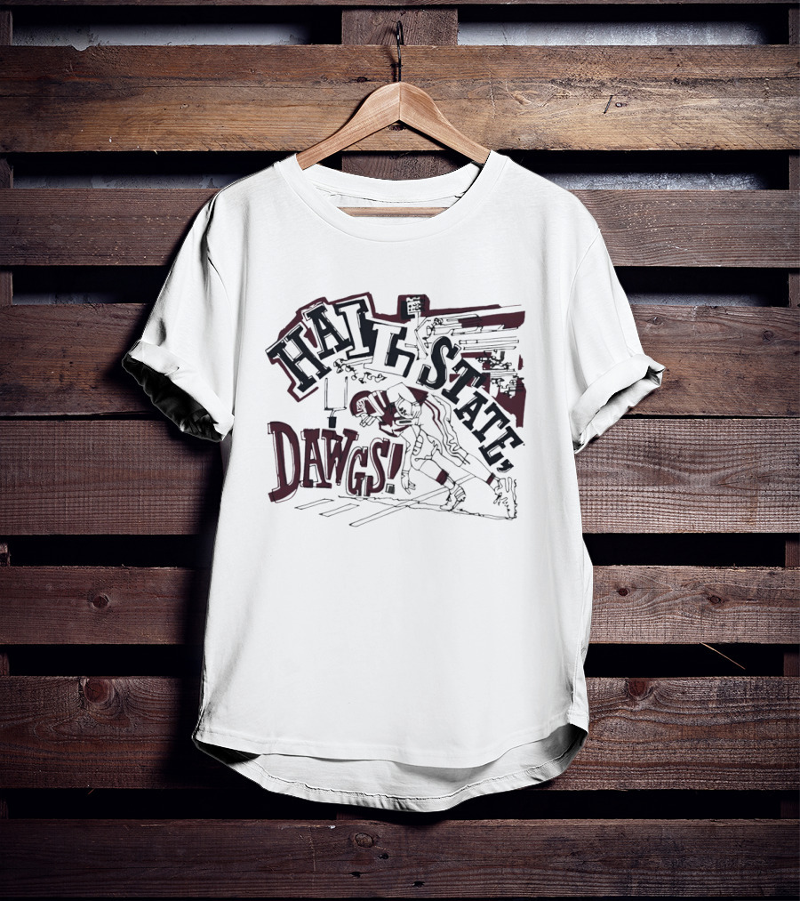Hail State Dawgs Mississippi State Football Action Player T-Shirt