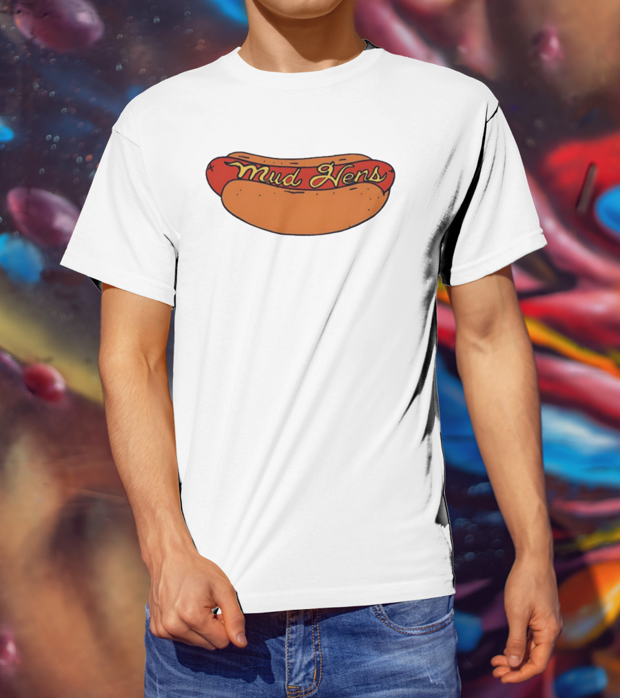 Mud Hens Cursive Lettering Footlong Hot Dog Baseball Team T-Shirt