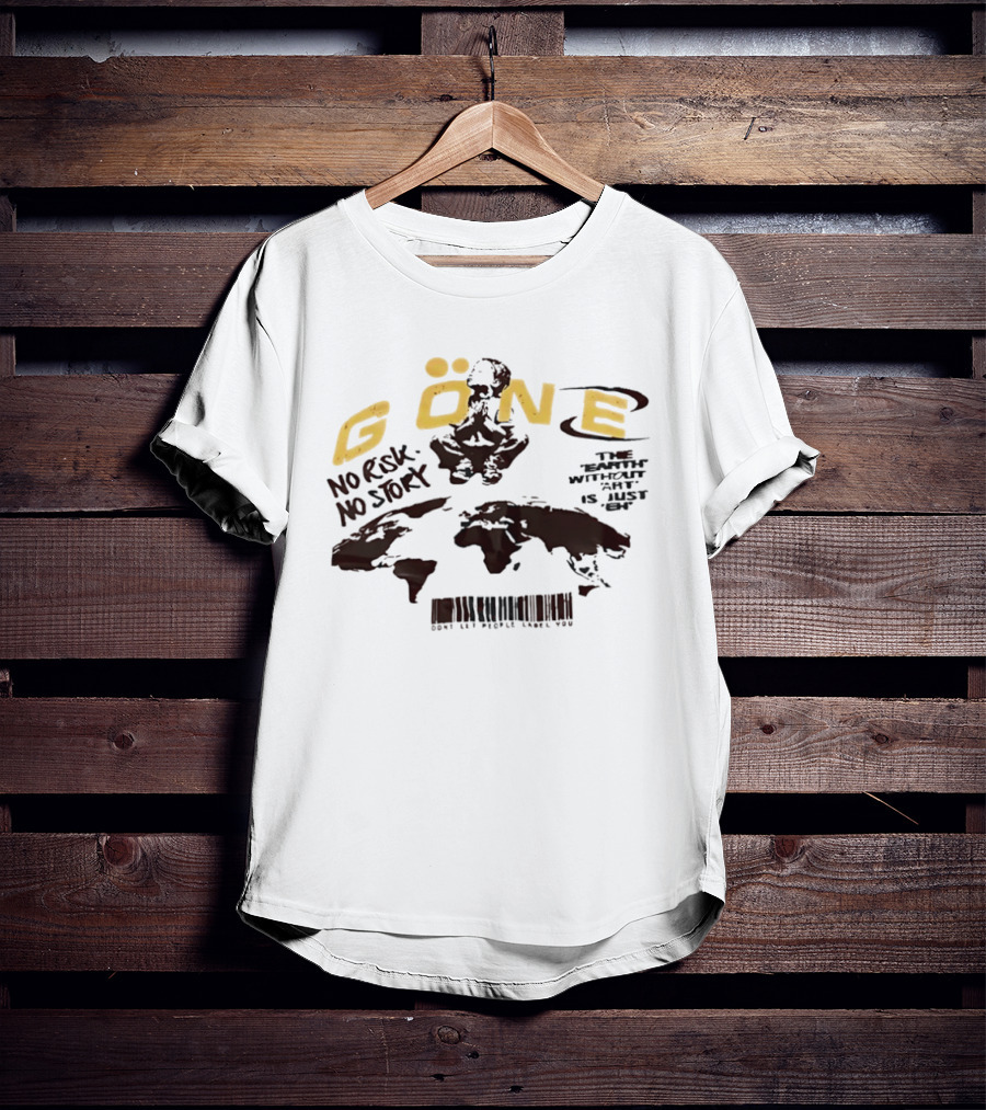 Gone No Risk No Story World Map Adventure T-Shirt