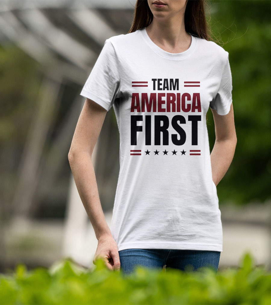 Team America First Patriotic USA Stars Stripes T-Shirt