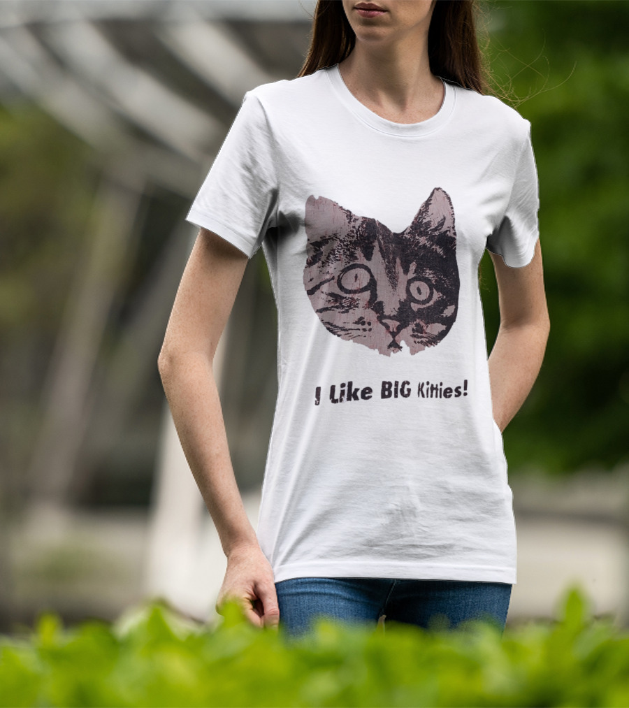 I Like Big Kitties Cat Lover Feline Enthusiast Funny Display T-Shirt