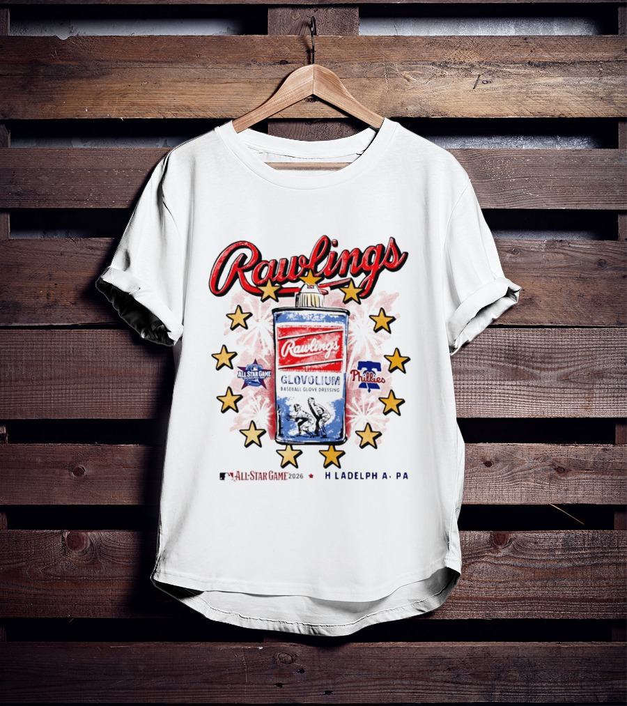 Rawlings Glovolium Baseball Glove Dressing 2026 MLB All Star Game Philadelphia PA Phillies T-Shirt