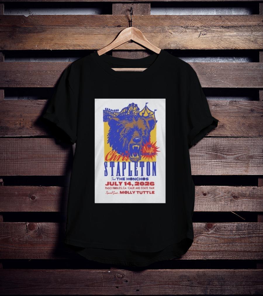 Chris Stapleton Live Concert Paso Robles CA July 14 2026 Featuring The Honchos Special Guest Molly Tuttle T-Shirt