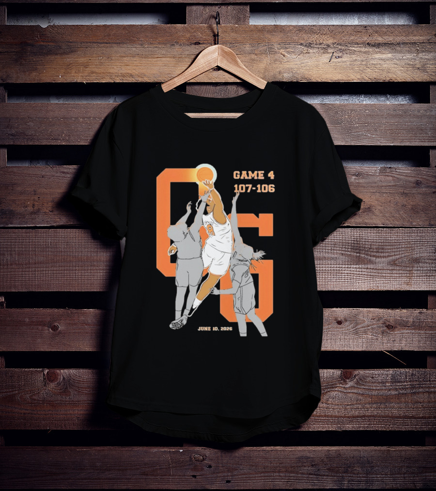 Game 4 107 106 June 10 2026 Basketball Player Dunk Action T-Shirt