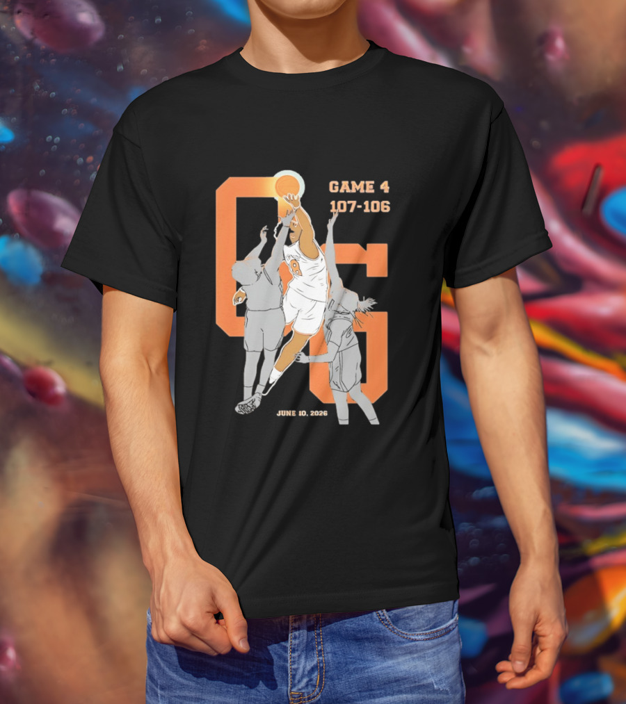 Game 4 107 106 June 10 2026 Basketball Player Dunk Action T-Shirt