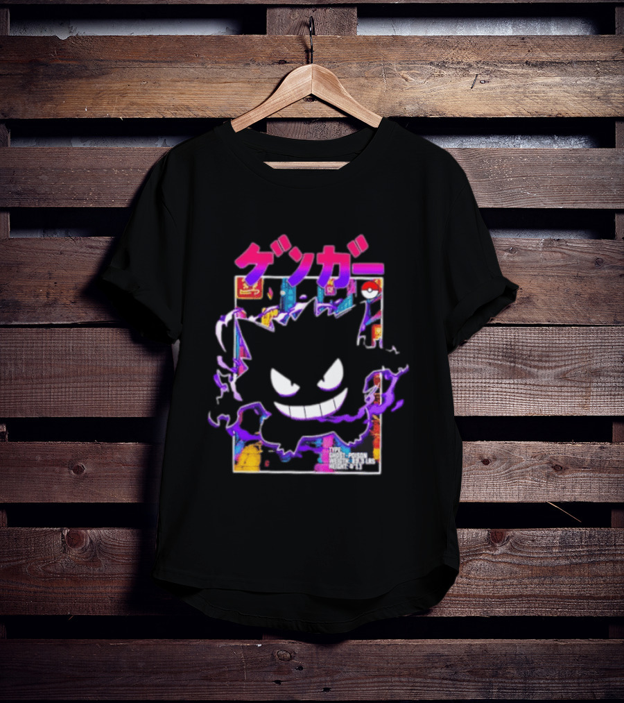 Gengar Ghost Poison Pokémon Pokedex Entry Kanji Manga T-Shirt