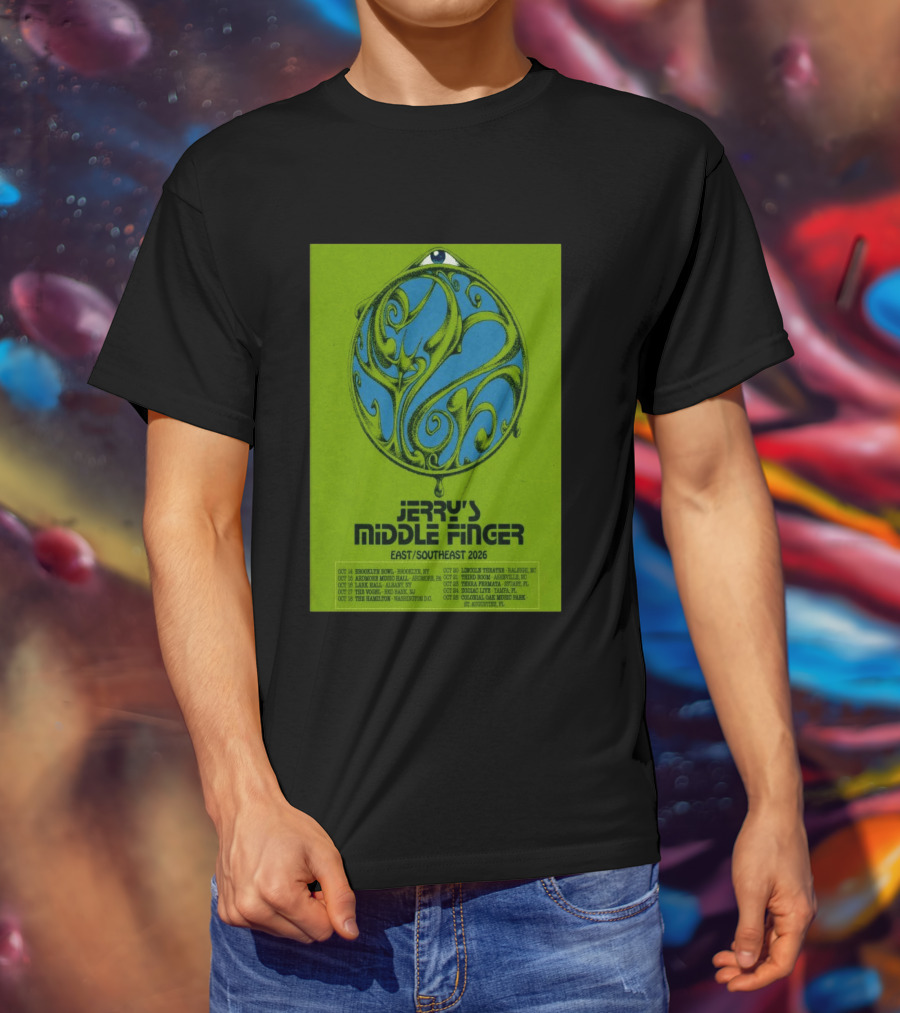 Jerry's Middle Finger East Southeast 2026 Tour Dates With Artistic Eye T-Shirt
