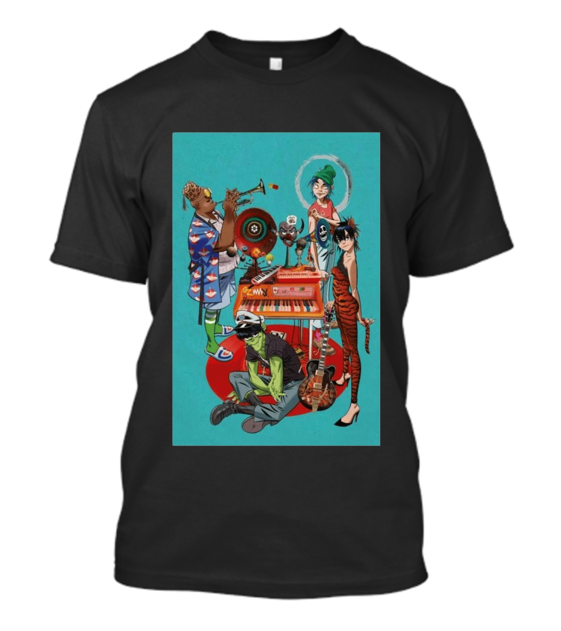 GORILLAZ Songmachine Album Art Characters And Instruments T-Shirt