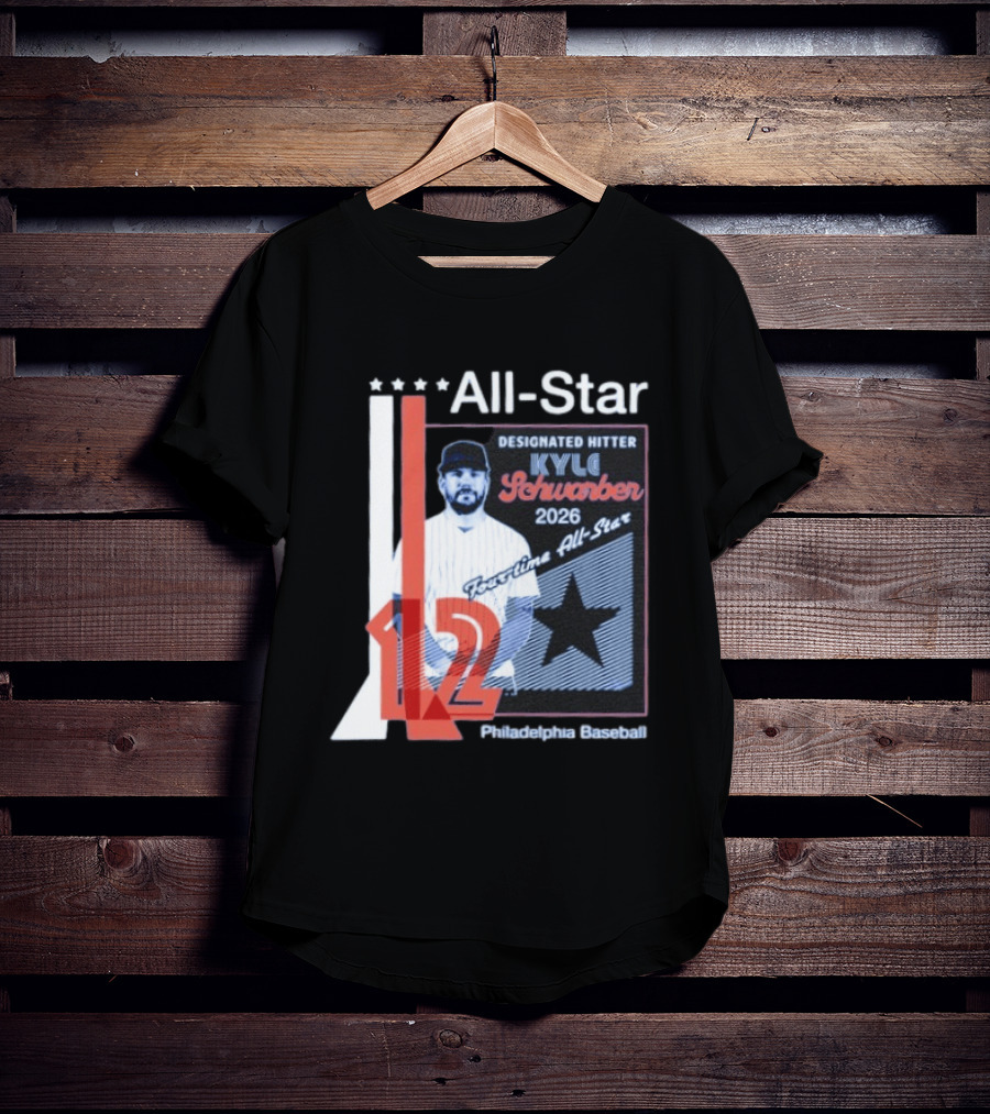 Philadelphia Baseball Designated Hitter Kyle Schwarber 2026 Four Time All Star No 12 T-Shirt