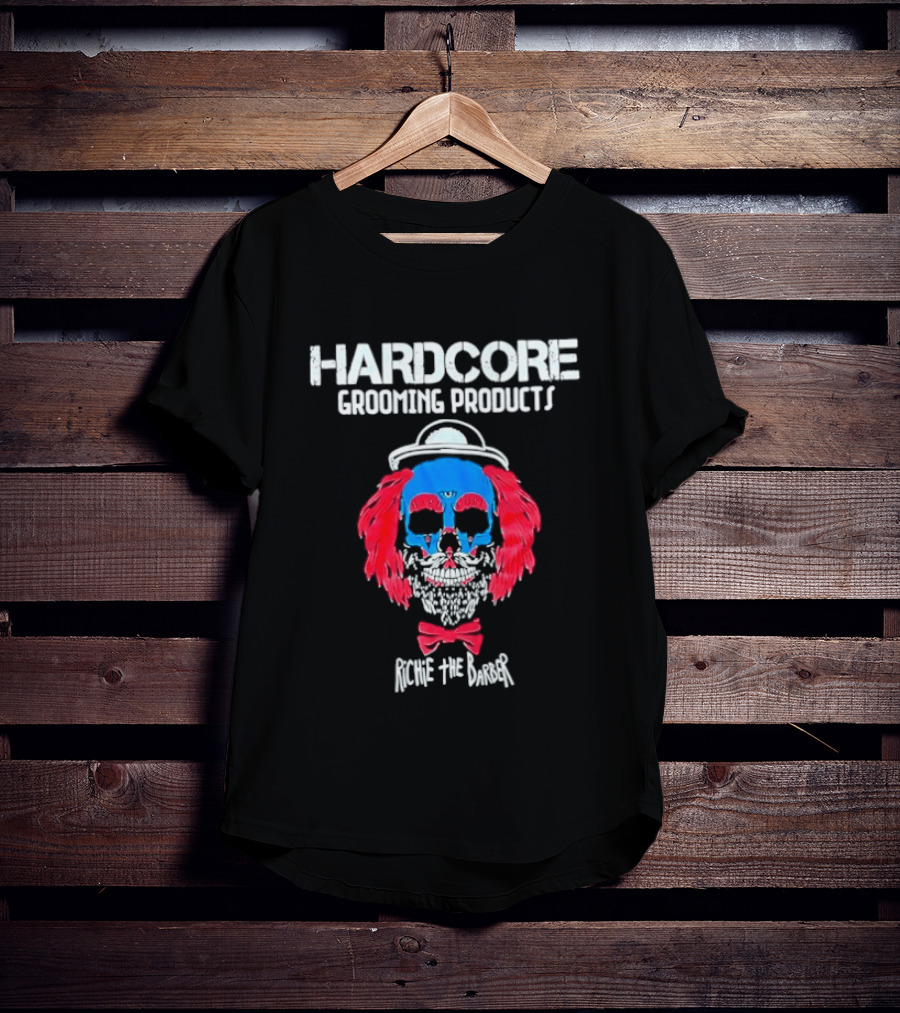 Hardcore Grooming Products Richie The Barber Skull Art Bow Tie T-Shirt