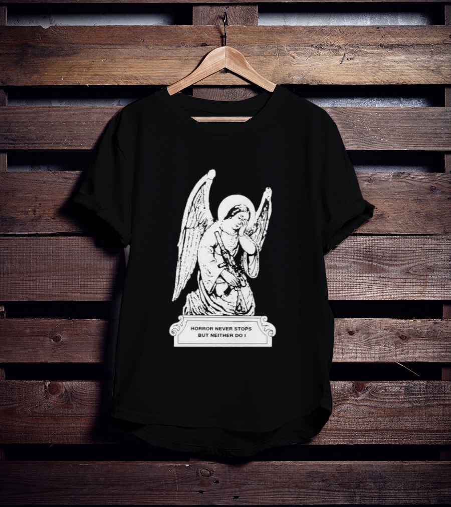 Horror Never Stops Angel With Rifle Resilience T-Shirt
