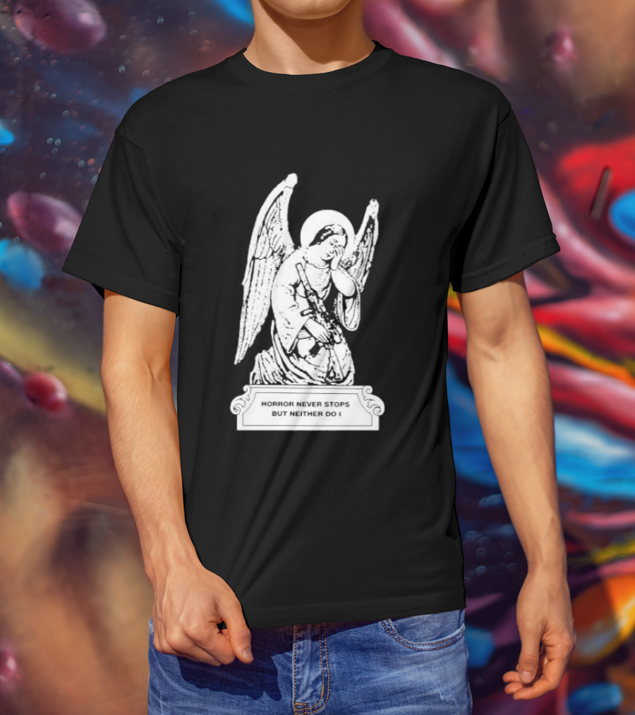 Horror Never Stops Angel With Rifle Resilience T-Shirt