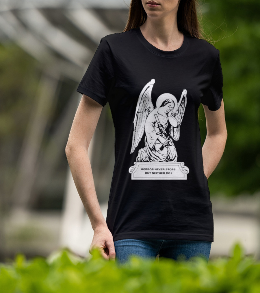 Horror Never Stops Angel With Rifle Resilience T-Shirt
