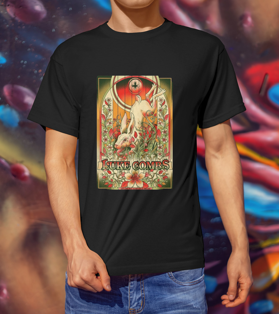 Luke Combs Slane Castle Ireland June 18 2026 Rabbit Floral Art Deco T-Shirt