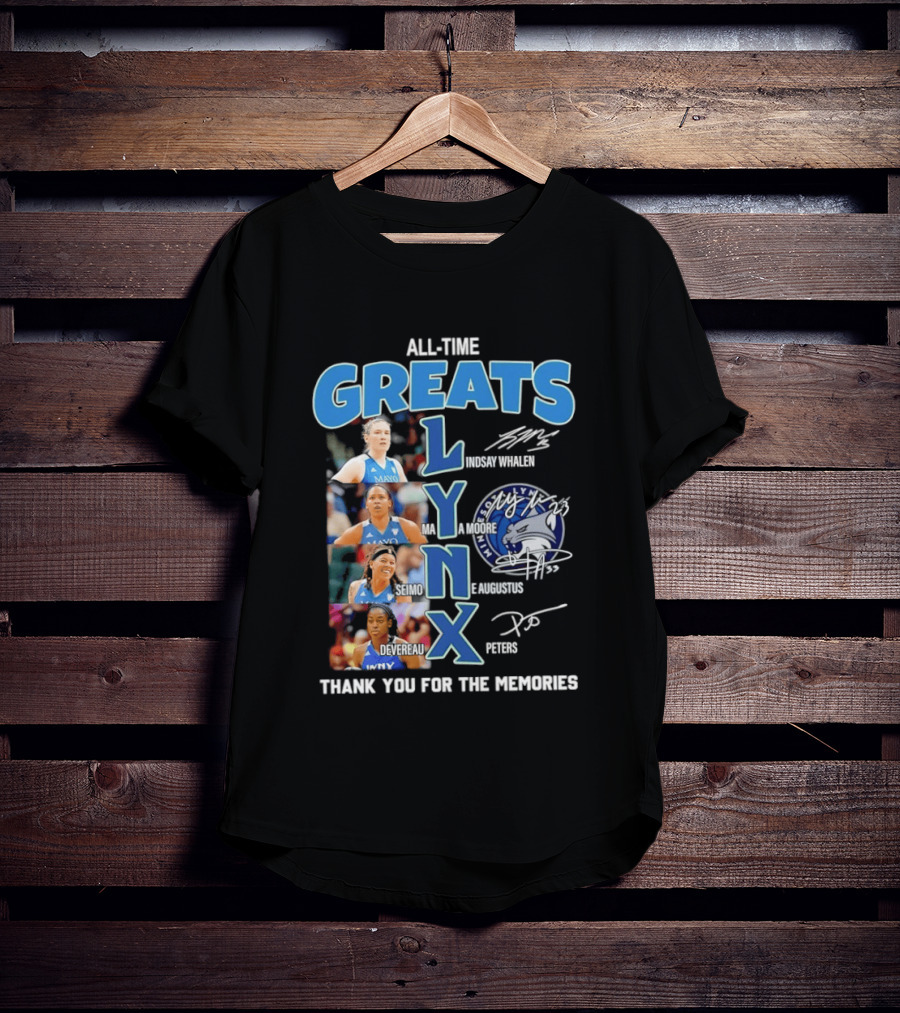 Minnesota Lynx All Time Greats Thank You For The Memories Signatures T-Shirt