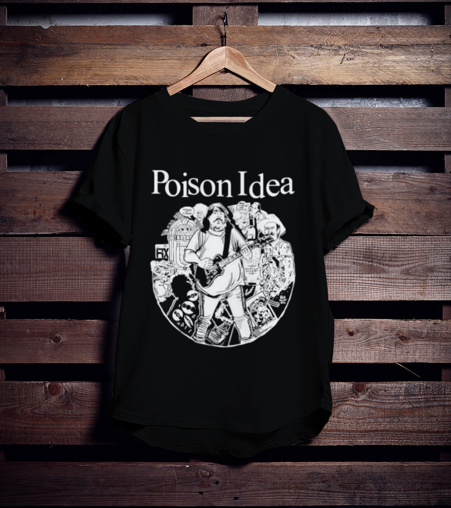 Poison Idea Jerry A Casale Portland Punk Black And White Sketch Montage T-Shirt