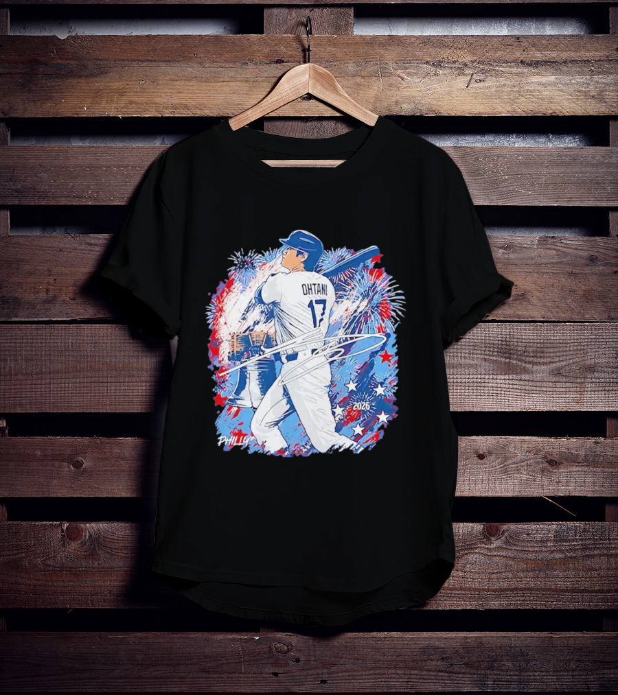 Ohtani 17 Philly 2026 Baseball Fireworks Liberty Bell T-Shirt