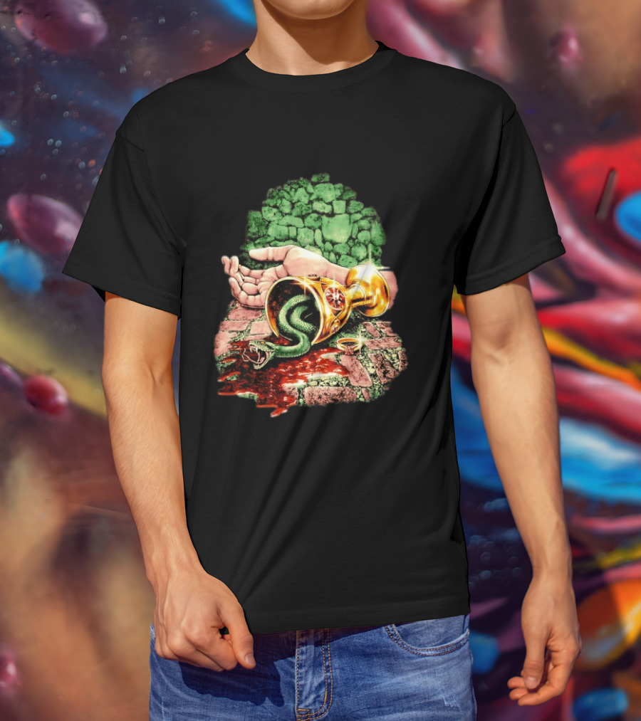 Enchanted Serpent With Golden Chalice And Ring Fantasy T-Shirt