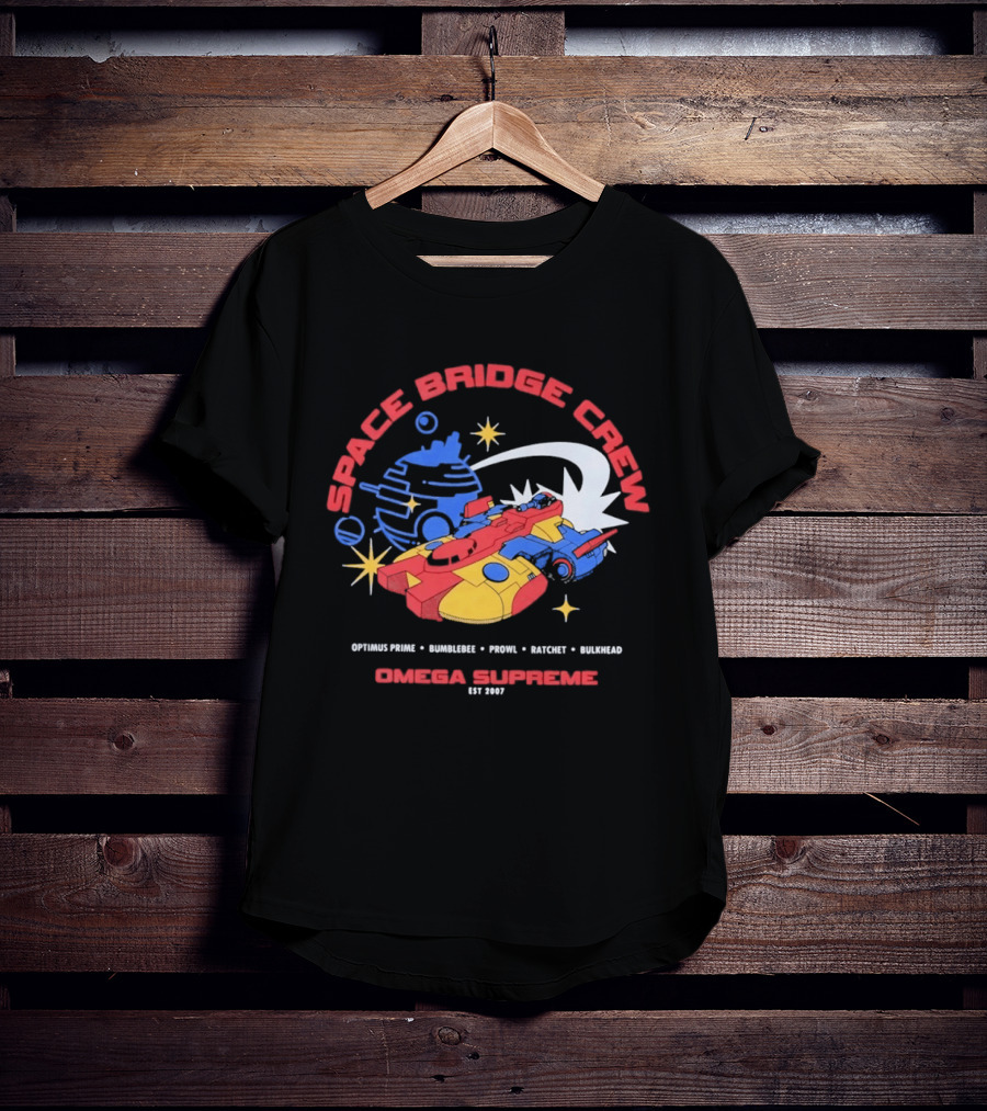 Space Bridge Crew Omega Supreme Optimus Prime Bumblebee Prowl Ratchet Bulkhead T-Shirt