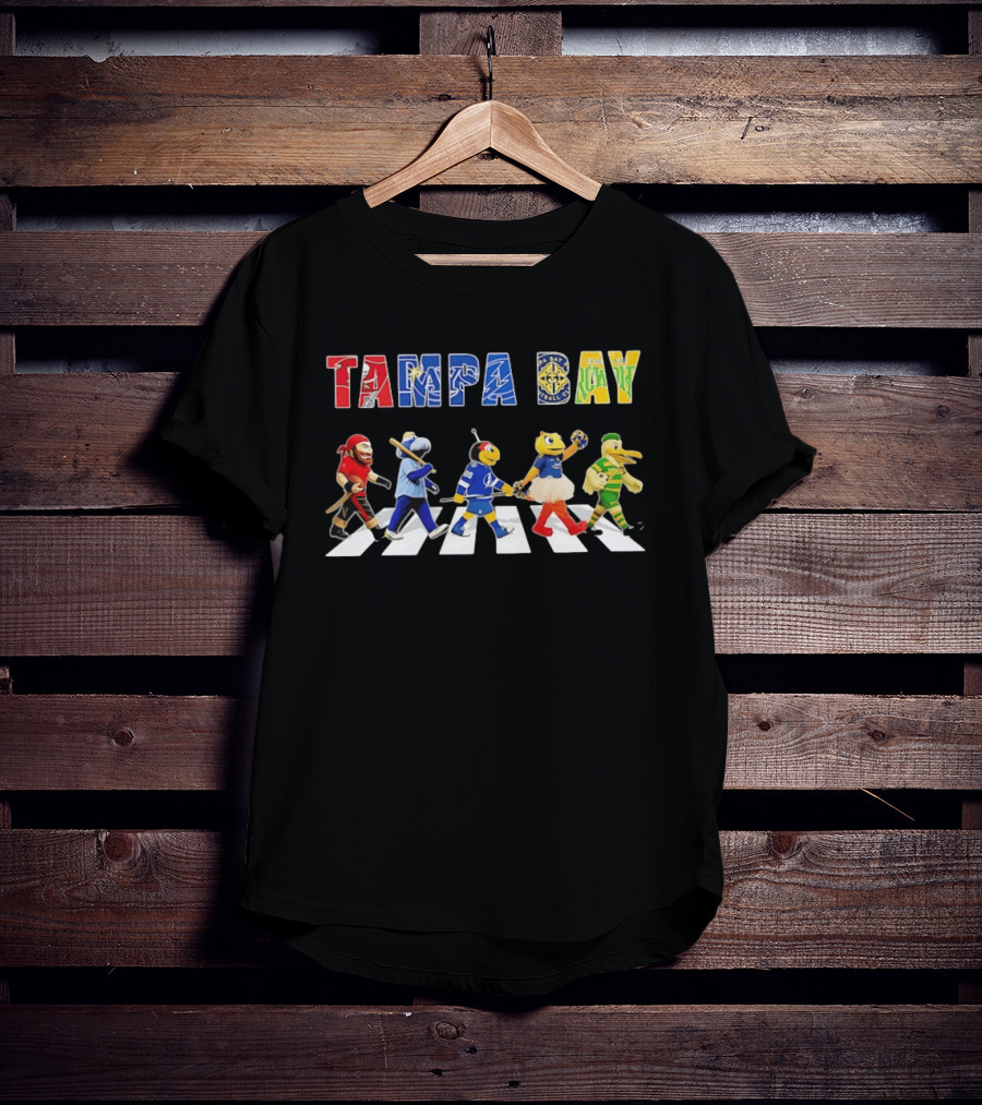 Tampa Bay Sports Mascots Walking Abbey Road Style Sports In City T-Shirt