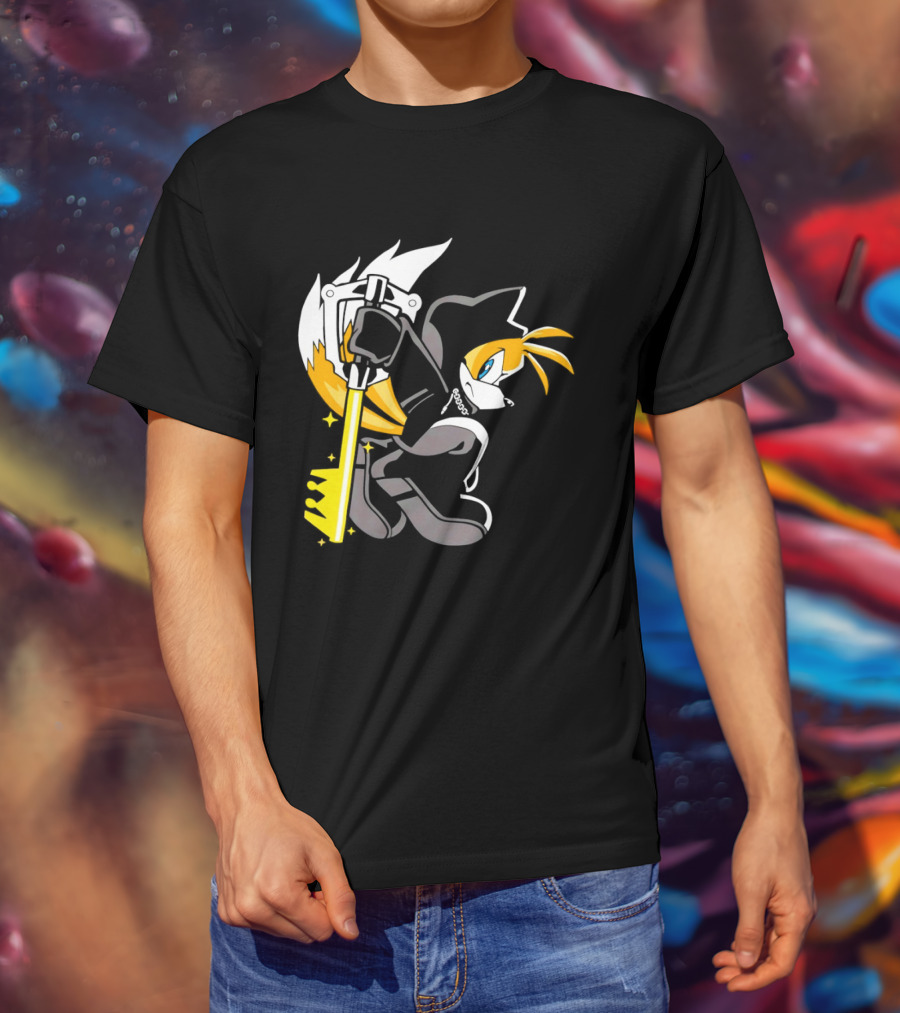 Tails The Fox In Organization XIII Cloak Holding Keyblade T-Shirt