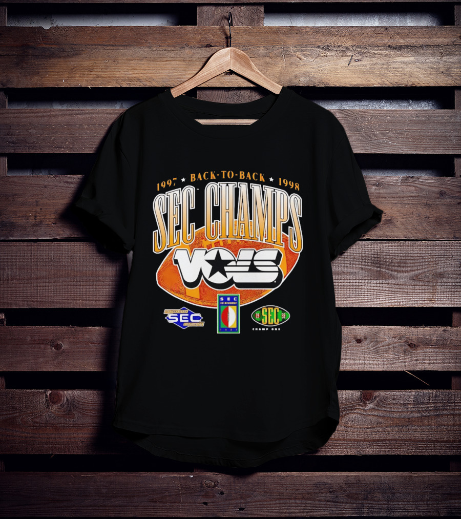 Tennessee Volunteers Vols SEC Champs Back To Back 1997 1998 Football Southeastern Conference Championship T-Shirt