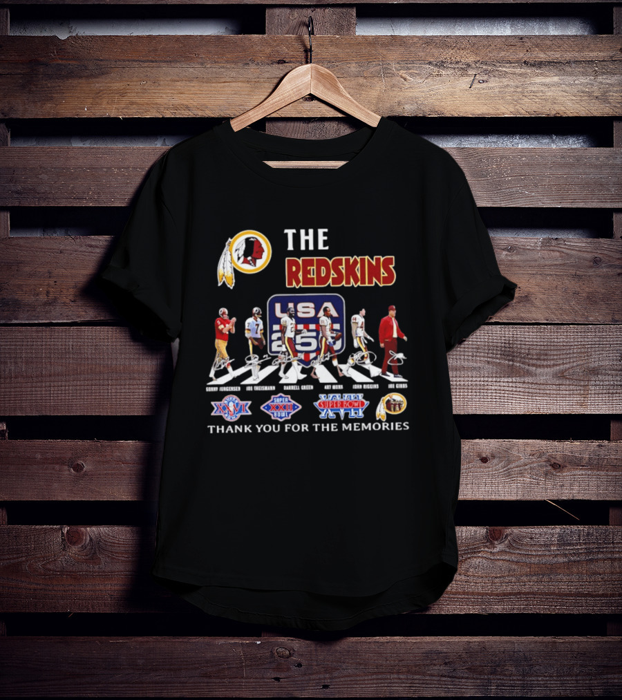 The Redskins USA 250 Years Celebration With Redskins Nation Signatures And Super Bowl Wins T-Shirt