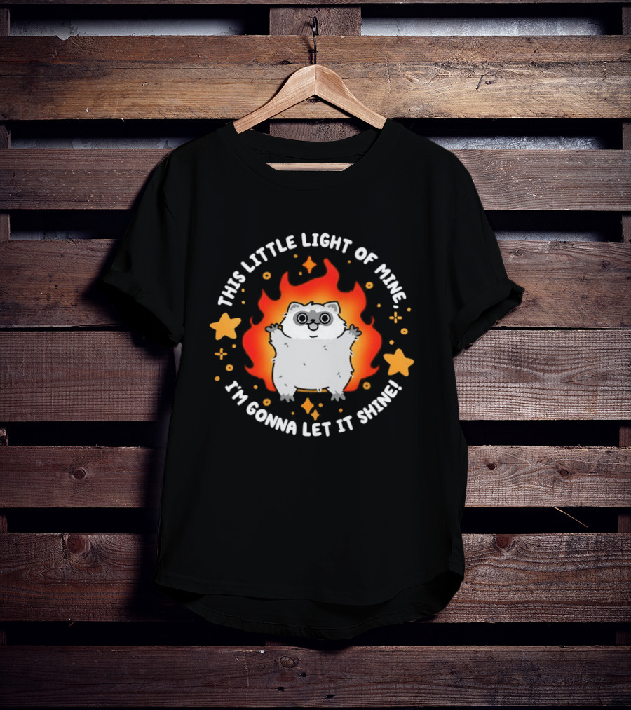 This Little Light Of Mine Raccoon I'm Gonna Let It Shine Stars Flame T-Shirt