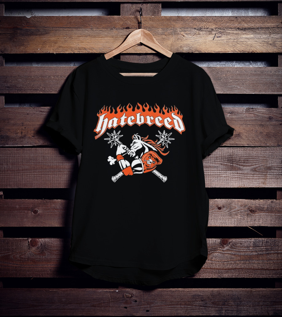Hatebreed Flames Sword And Shield Skull Flames T-Shirt