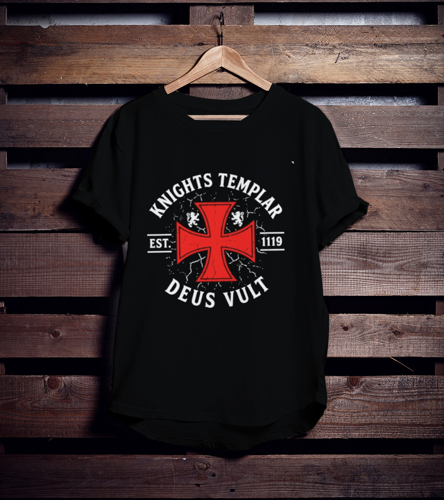 Knights Templar Est 1119 Deus Vult Red Cross T-Shirt