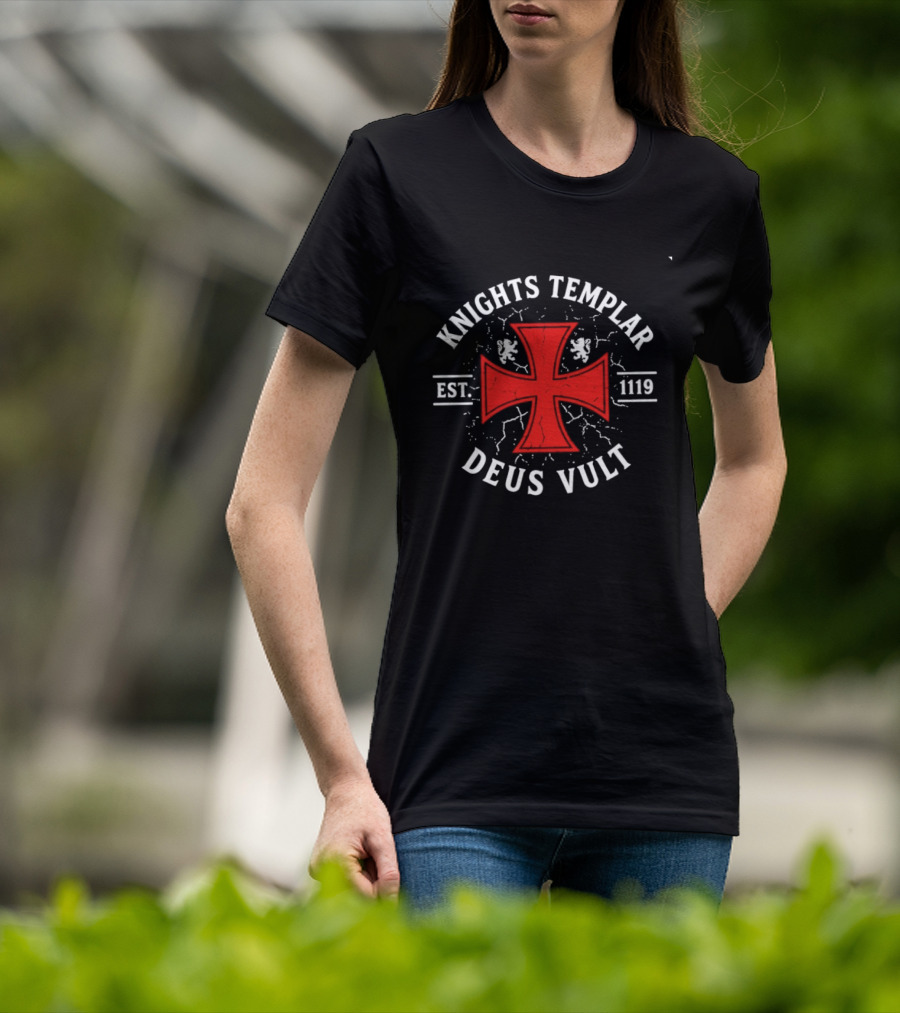 Knights Templar Est 1119 Deus Vult Red Cross T-Shirt