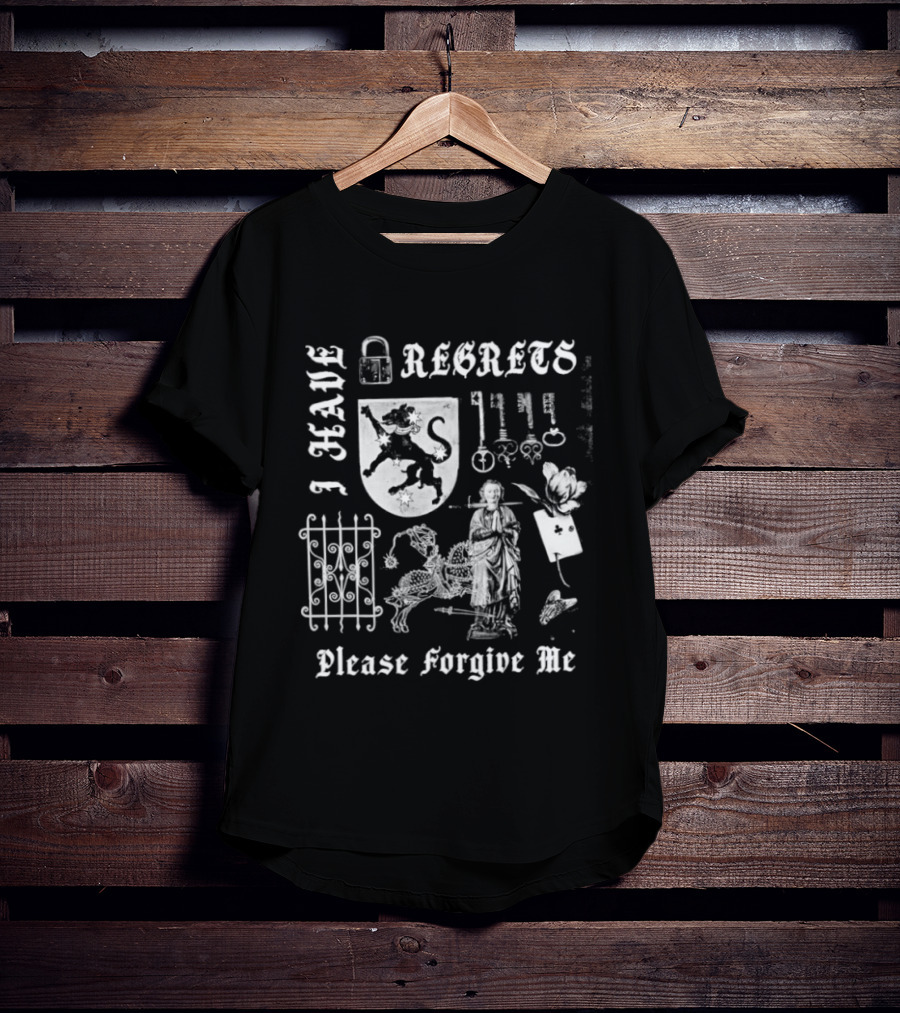 I Have Regrets Please Forgive Me Gothic Knight Keys And Shield T-Shirt