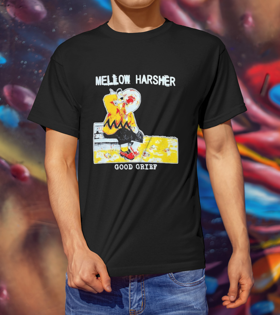 Mellow Harsher Good Grief Charlie Brown Drinking Image T-Shirt