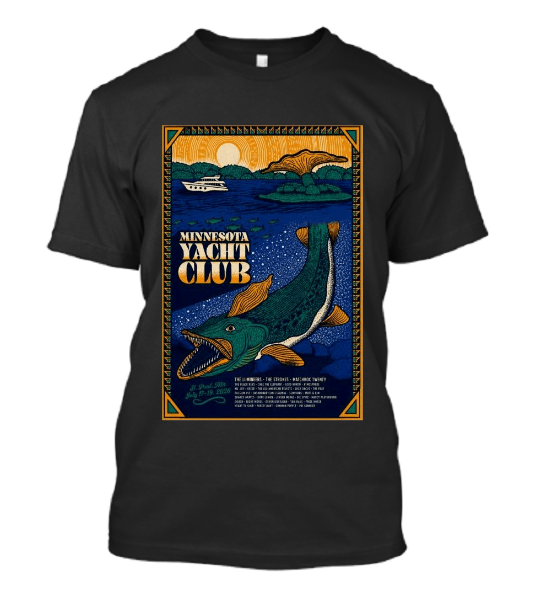 Minnesota Yacht Club St. Paul Festival July 17 19 2026 Featuring The Lumineers The Strokes Matchbox Twenty T-Shirt