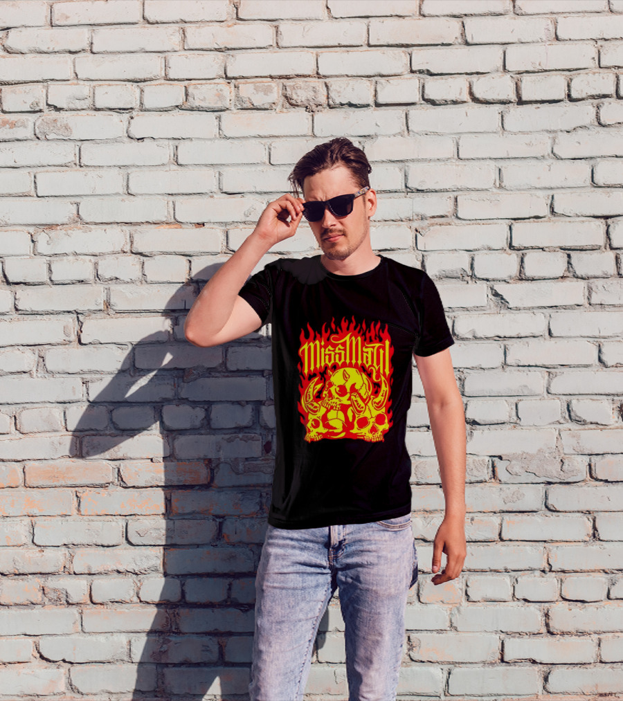Miss May I Flaming Skulls Fire Metalcore Band T-Shirt