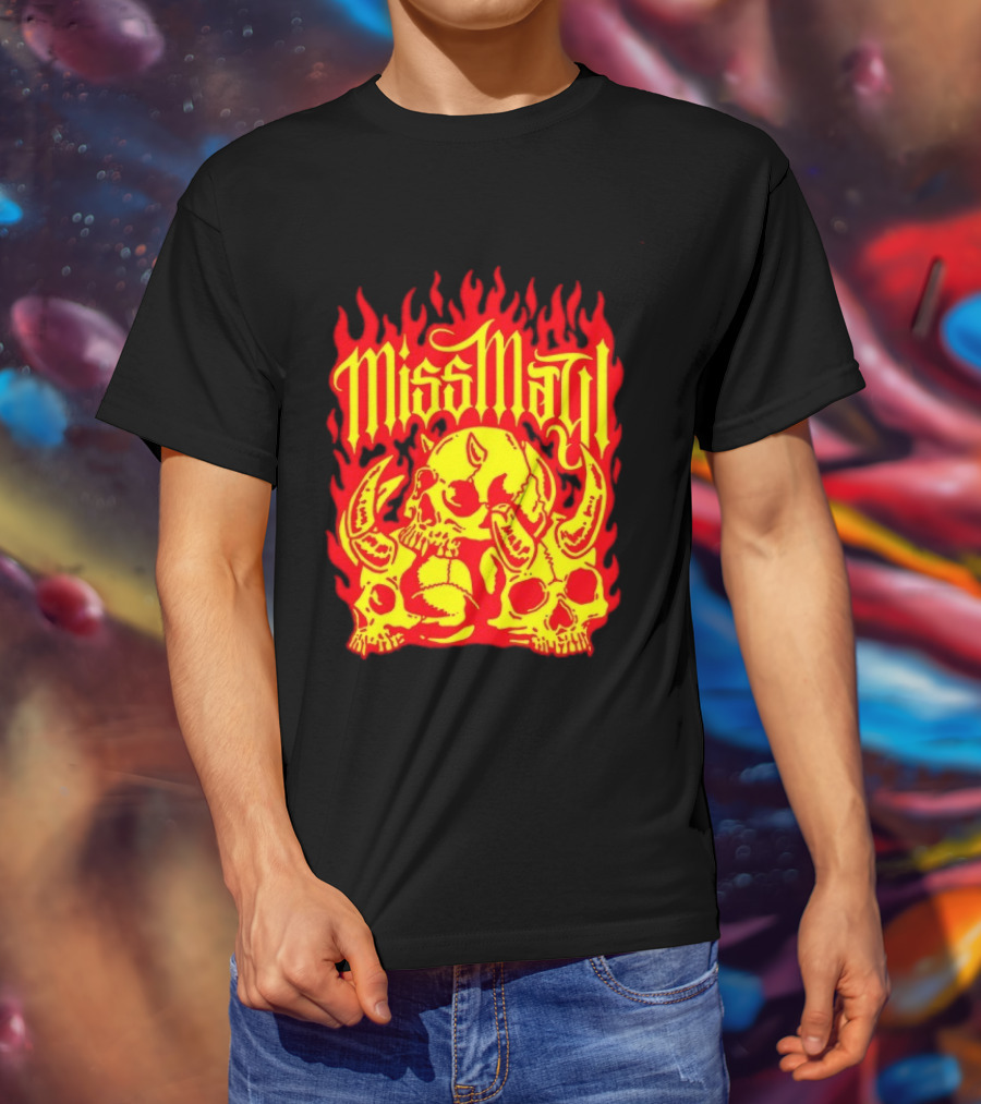 Miss May I Flaming Skulls Fire Metalcore Band T-Shirt