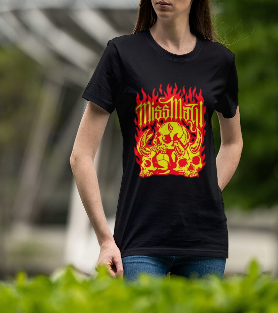 Miss May I Flaming Skulls Fire Metalcore Band T-Shirt