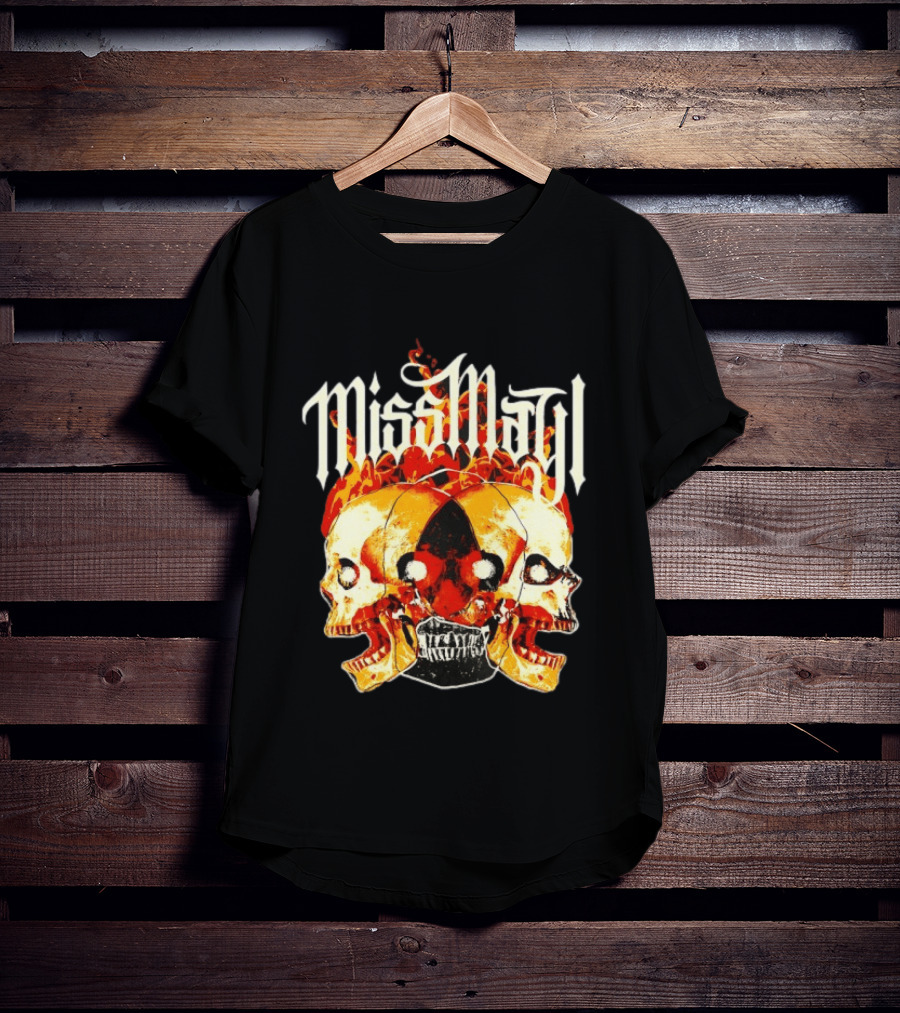 Miss May I Skulls And Fire Metalcore Band Triple Skull Flames T-Shirt