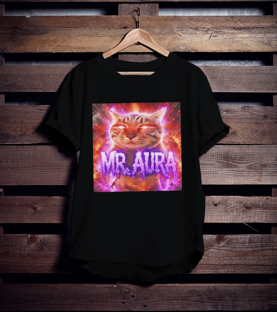 Mr. Aura Cat Fiery Cosmic Internet Culture Phenomenon T-Shirt