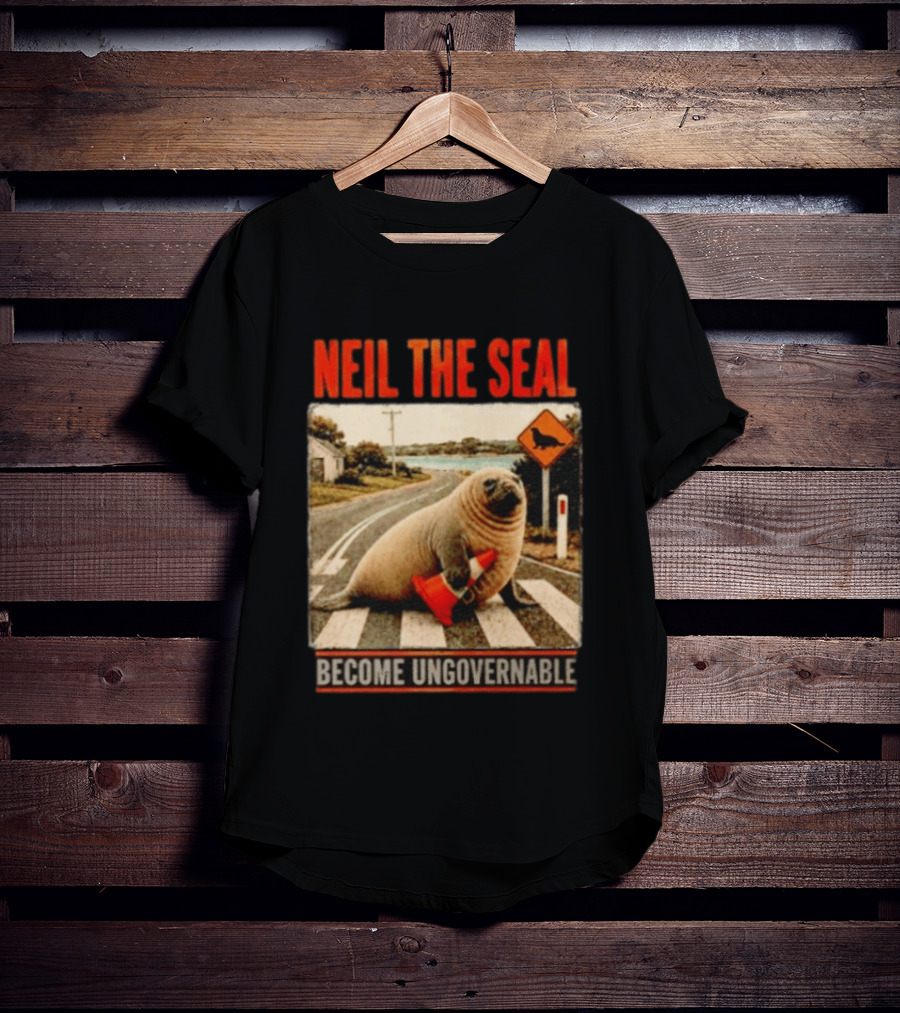 Neil The Seal Become Ungovernable Traffic Cone Road Crossing T-Shirt