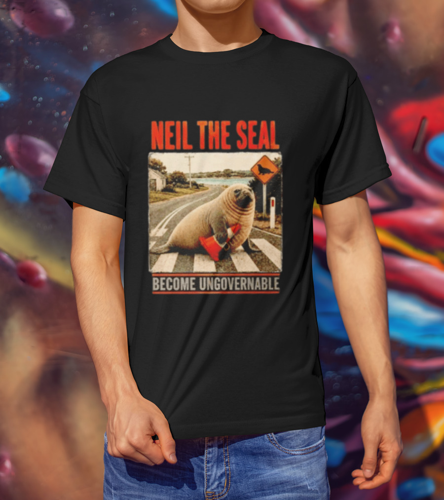Neil The Seal Become Ungovernable Traffic Cone Road Crossing T-Shirt