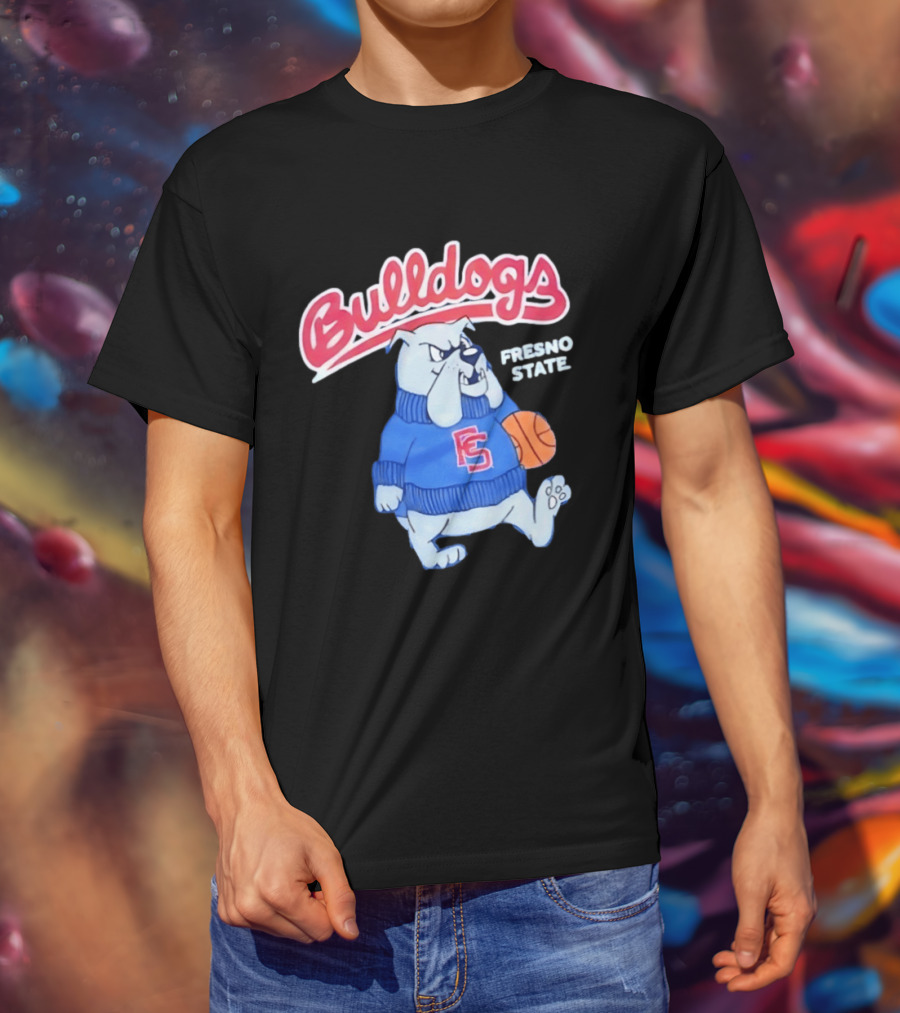 Fresno State Bulldogs Mascot With Basketball And Sweater T-Shirt