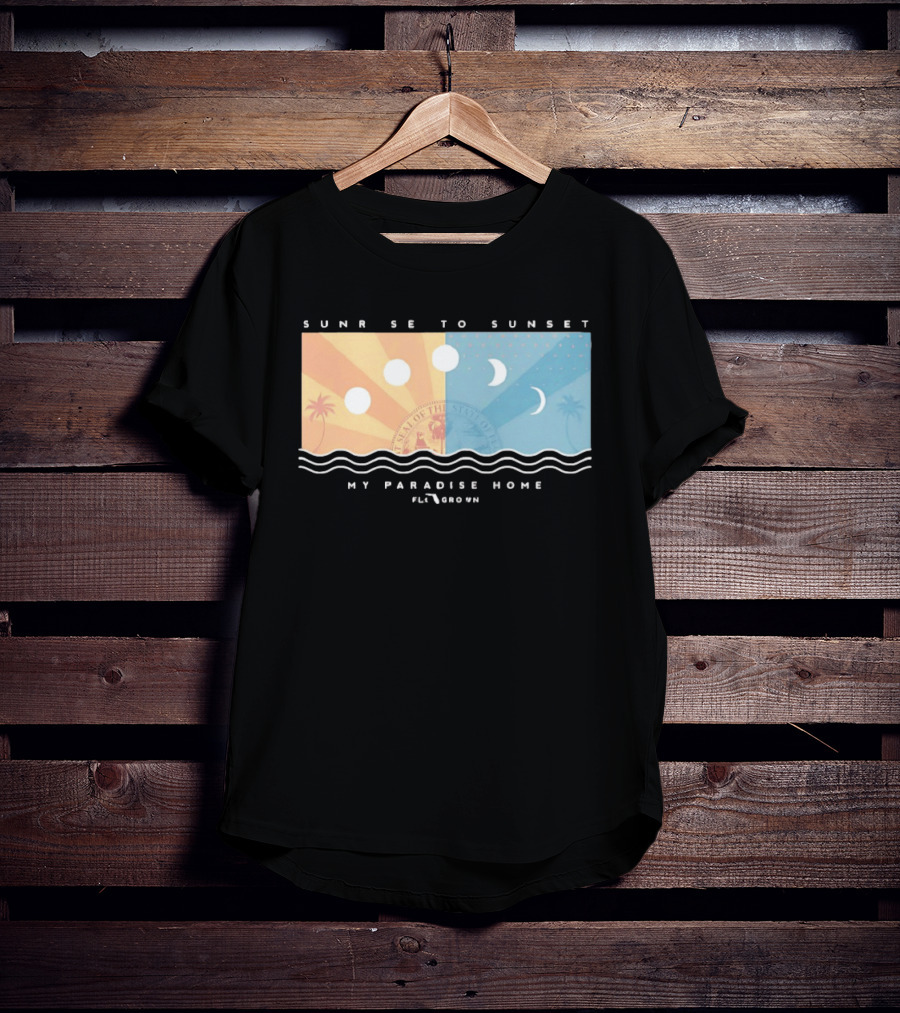 FloGrown Sunrise To Sunset My Paradise Home Beach Moon Phases T-Shirt
