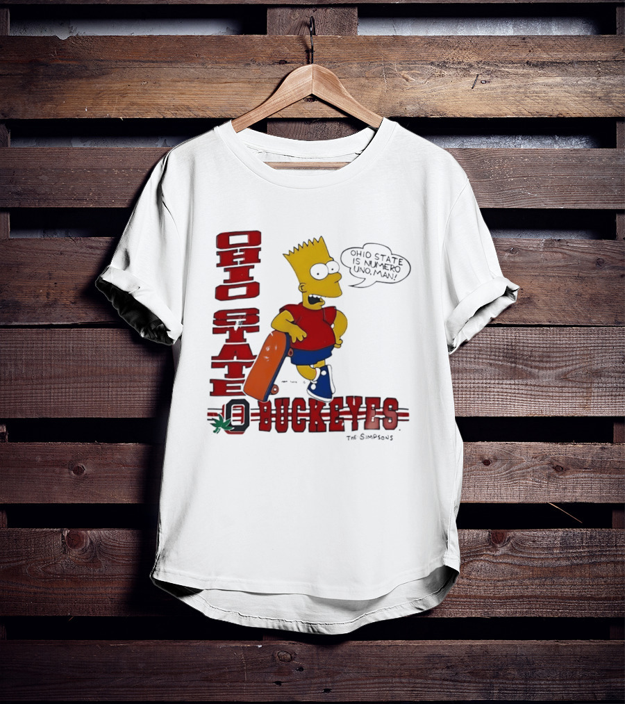 Ohio State Buckeyes Bart Simpson Numero Uno Man Skateboard T-Shirt