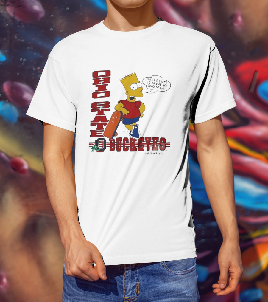 Ohio State Buckeyes Bart Simpson Numero Uno Man Skateboard T-Shirt