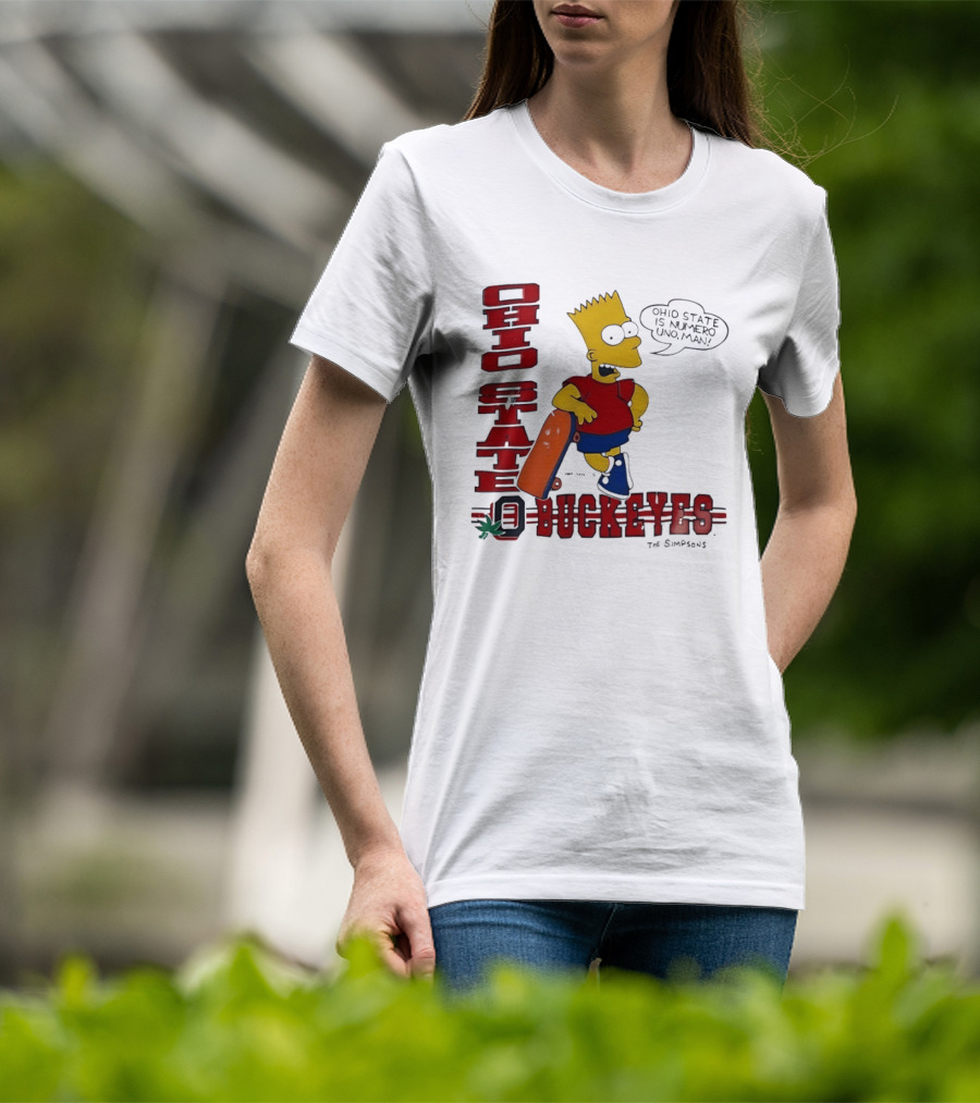 Ohio State Buckeyes Bart Simpson Numero Uno Man Skateboard T-Shirt