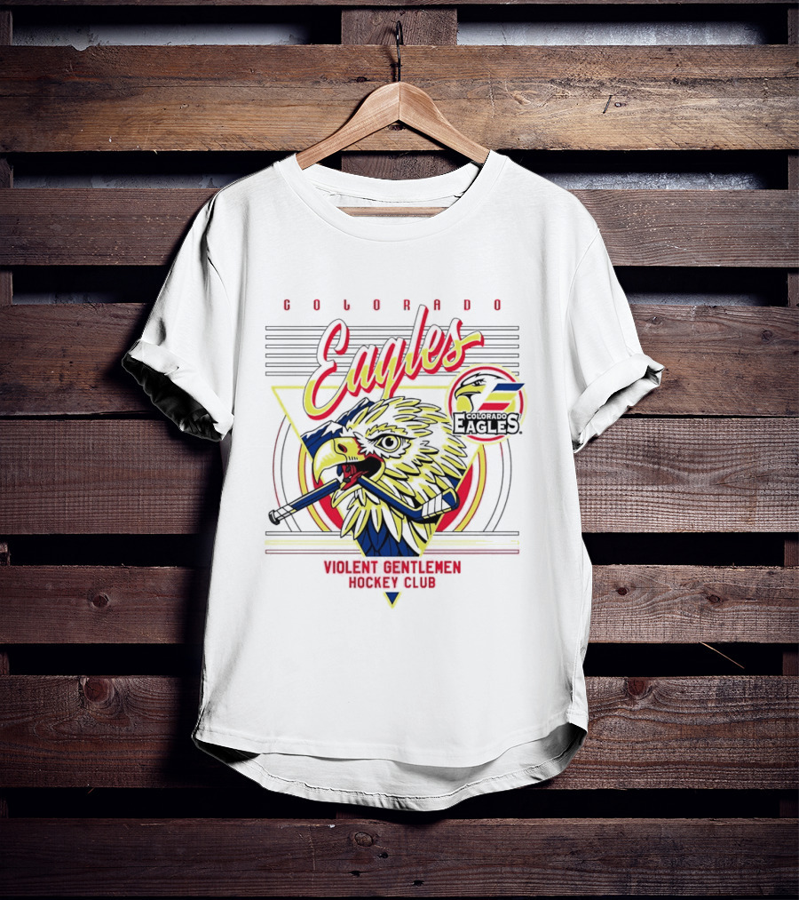 Colorado Eagles Eagle Biting Stick Violent Gentlemen Hockey Club T-Shirt