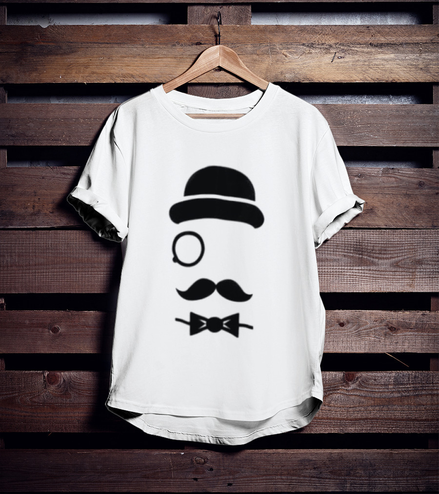 Bowler Hat Monocle Mustache Bow Tie T-Shirt
